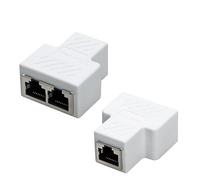 COVVY RJ45 Connettore Femmina Femmina Splitter Rete Adattatore 1-2 Donne Porto Cat 5 / Gatto 6 LAN Cavo Ethernet Doppio Connettore Adattatore Socket (2Pcs, White)