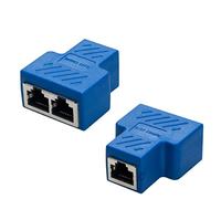 COVVY RJ45 Connettore Femmina Femmina Splitter Rete Adattatore 1-2 Donne Porto Cat 5 / Gatto 6 Lan Cavo Ethernet Doppio Connettore Adattatore Socket (2Pcs, blue)