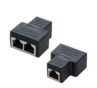COVVY RJ45 Connettore Femmina Femmina Splitter Rete Adattatore 1-2 Donne Porto Cat 5 / Gatto 6 Lan Cavo Ethernet Doppio Connettore Adattatore Socket (2Pcs, black)