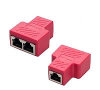 COVVY RJ45 Connettore Femmina Femmina Splitter Rete Adattatore 1-2 Donne Porto Cat 5 / Gatto 6 Lan Cavo Ethernet Doppio Connettore Adattatore Socket (2Pcs, red)