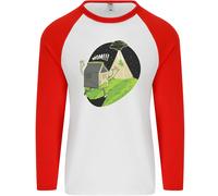 Cow Abduction Divertente Alieno UFO Cibo Uomo L/S Maglietta Baseball