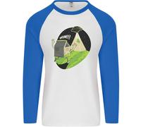 Cow Abduction Divertente Alieno UFO Cibo Uomo L/S Maglietta Baseball