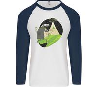 Cow Abduction Divertente Alieno UFO Cibo Uomo L/S Maglietta Baseball