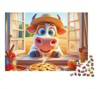 Cow Baking Pie Puzzle Da 1000 Pezzi in Cartone Per Bambini 12+ Adolescenti Passare Il Tempo Educativo Regalo Interlocking Con Poster 52x38cm/1000pcs