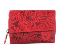 Cow Burry Portafoglio da donna in vera pelle | Portafoglio vintage di alta qualità con chiusura lampo | Materiale morbido e taglia XXL | Portafogli | Cow Burry, Fiore rosso, 18 x 3 x 9 cm (LxBxH),