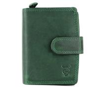 Cow Burry Portafoglio da donna in vera pelle | Portafoglio vintage di alta qualità con chiusura lampo | Materiale morbido e taglia XXL | Portafogli | Cow Burry, verde, 12 x 3,5 x 9 cm (LxBxH), Vintage