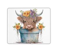 Cow-Calf with Flowers in A Pot Tappetini Mouse Soffice Mousepad Base in Gomma Tappetino per Mouse per Casa Laptop Gioco 25X30Cm