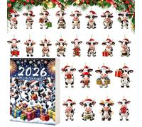 Cow Christmas Countdown 2D Acrylic Ornament 24 Day Calendar For Tree