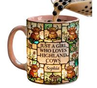 Cow Coffee Mug,Cows Pattern Ceramic Cup - Drink Mug - For Coffee Tea Hot Cocoa Juice Cold Drinks Colleagues Cfee Mugs - Highland Beef Ceramic Cup With Cow Pattern, Drinks Mugs Oworkers Women Men