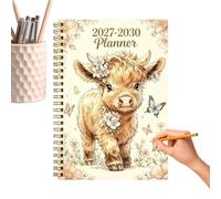 Cow Diary - Long Term Organizer, Multi Year Calendar Book | Compact Medium Format Paper Layouts | Teacher Office Desk Companion, Friend Colleague Travel Routine Tracking Logs