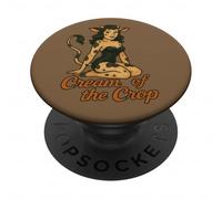 Cow Girl Pinup Retro Bovine Cheesecake Crema del raccolto PopSockets PopGrip Adesivo