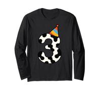 Cow Happy 3rd Birthday 3 anni Party Hat Bday Boys Girls Maglia a Manica