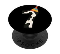 Cow Happy 7th Birthday 7 anni Party Hat Bday Boys Girls PopSockets PopGrip Adesivo