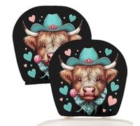 Cow Headrest Covers - 2Pc Highland Print | Double-Sided Washable For SUV Se