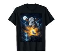 Cow Howling to The Moon Vintage Funny Cow Maglietta