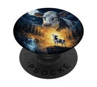 Cow Howling to The Moon Vintage Funny Cow PopSockets PopGrip Adesivo