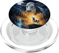 Cow Howling to The Moon Vintage Funny Cow PopSockets PopGrip per MagSafe