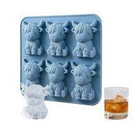Cow Ice Tray Mold 6 Slot Silicone Freeze Shape Maker Whiskey Cube Tool | Molds Cute Animal Design Flexible Bar Freezer Form Ideal Summer Outdoor BBQ Picnic Camping Restaurant Cafe Coffee Shop Beverage