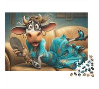 Cow in Blue Dress Relaxing on Couch Puzzle Impossible 1000Pcs Decorazione Per La Casa. Giochi Rilassamento E Intelligence Per Adulti E Bambini Da 12 Anni 38x26cm/1000pcs