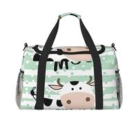 Cow Moo Borsone da viaggio carino palestra pernottamento Weekender borsa per uomo donna leggero bagaglio a mano per allenamento vacanza