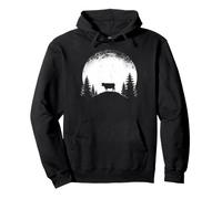 Cow Moon Forest Farm Dairy Bestiame Campagna Amante della Mucca Felpa con Cappuccio