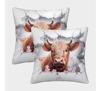 Cow Mural Art-3D Wall Decoration Style Federe Cuscini Per Divano Decorativa Art Fodere Cuscino Set 2 Pezzi Moderni Da Letto Divano 50x50cm