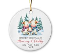 Cow Our 1St As Mommy & Daddy Ornamenti Natalizia Unico Ciondoli Natalizi Simpatico Ornamento Natalizio Per Casa Auto Interno Finestra