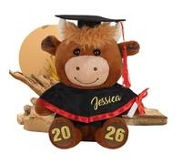 Cow Plush Toy, Graduation Stuffed Animal, 2026 Keepsake Gift for Students Celebration, Ultra Soft Cuddly Fabric with Cute Design, Kids Plush Doll Decoration, Bedroom Display for Nursery Shelf Photo