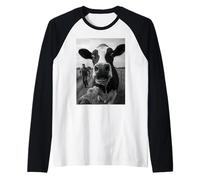 Cow Running Away from Farmer Humor Country Funny Cow Selfie Maglia con Maniche Raglan