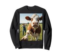 Cow Selfie Running Away from Farmer Humor Country Funny Life Felpa