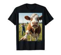 Cow Selfie Running Away from Farmer Humor Country Funny Life Maglietta