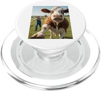 Cow Selfie Running Away From Farmer Humor Country Funny Life PopSockets PopGrip per MagSafe