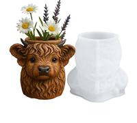 Cow Shape Mold - Silicone Plant Pot Maker, Reusable Casting Form, Precise Detail Decorative Craft Solution | Ideal for DIY Concrete Cement Plaster Home Studio Class School Crafting Projects