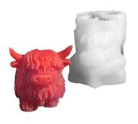 Cow Silicone Mold, Animal Mould Resin, 2.64x3.35x2.6in Ergonomic Design, Cute Highland Cows, Reusable Figurine Mold for Soap, Chocolate, Ice, Jelly, Cake, Candy, Wax, Snacks, Crafts