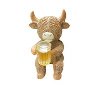 Cow Statue - Funny Drinking Cattle | Flower Pot Hugger Weather-resistant - For Garden Porch Balcony Outdoors Home Farmhouse Christmas