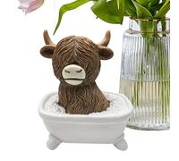 Cow Statue - Highland Cattle Statue | Funny Cattle Decorations | Animal Yard Statues | For Christmas Garden Classroom Living Room Shelf Outdoor Indoor Bedroom Bathroom