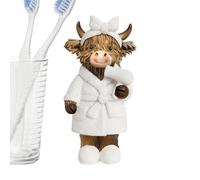 Cow Statue - Resin Rustic Highland Decor | Realistic Cute Cow Figurine | Bathrobe Cows Ornament For Home Bathroom Bedroom Living Room Outdoor Garden Yard Patio Farmhouse Office Gift