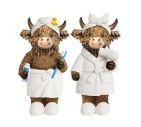 Cow Statue - Rustic Realistic Bathrobe Animal Sculpture Ornament, Farmhouse Country Style Figurine Decoration Display Collectible Sculpture Ornament Decoration For Home Bathroom Bedroom Living Room