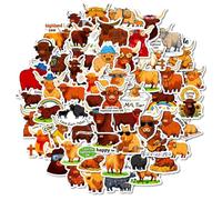Cow Sticker - 56-Pieces Waterproof Cute Decoration Decals, Water Bottle Stickers, For Kids Party Adults Scrapbooking Christmas Thanksgiving Birthday Classroom School