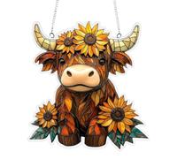 Cow Sun Catcher, Acrylic Highland Ornament, Garden Window Home Decor Accent