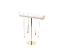 Coward Supporto organizer per collane con barra a T, in velluto, con base in metallo, organizer da appendere per gioielli per donne e ragazze (tubo oro spessore 4 cm)