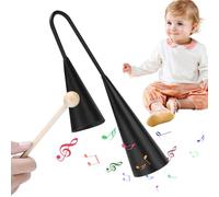Cowbell Percussion Instrument, Traditional with Wooden Stick 22x15cm, Two-Tone Sound, Ideal for Family Gatherings, Music Sessions, and Events
