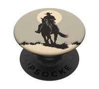 Cowboy a cavallo Deserto Occidentale Arte Minimalista PopSockets PopGrip Adesivo