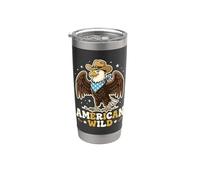Cowboy American Wild Patriotic Eagle Bicchiere termico in acciaio inox doppia parete
