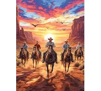 Cowboy And Horses at Sunset Puzzle 300 Pezzi Difficoltà Estrema Cartone Spesso Tema Monocromatico Wildlife Pet Per Appassionati Di Puzzle Antistrappo Non Sbiadisce Top Vendita 300 PCS
