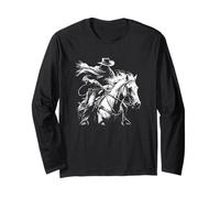 Cowboy bandito fuorilegge su cavallo, stile occidentale scuro nero Maglia a Manica