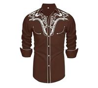 Cowboy, camicia da uomo a maniche lunghe, con colletto rovesciato, camicia occidentale, per l'Oktoberfest, abbigliamento medievale, per il tempo libero, slim fit, camicia da uomo, regolare, vintage