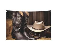 Cowboy Cappello Nero Stivali Western Bandiera 3x5 Ft No Fade Bandiera di benvenuto Giardino Cortile Casa Bandiere Decorative Giardino Yard Cartello Interno Esterno Banner Party Home Decor