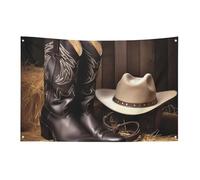Cowboy Cappello Nero Stivali Western Bandiera 3x5 Ft No Fade Bandiera di benvenuto Giardino Cortile Casa Bandiere Decorative Giardino Yard Cartello Interno Esterno Banner Party Home Decor