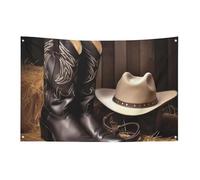 Cowboy Cappello Nero Stivali Western Bandiera 3x5 Ft No Fade Bandiera di benvenuto Giardino Cortile Casa Bandiere Decorative Giardino Yard Cartello Interno Esterno Banner Party Home Decor